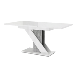 White Extendable Dining Table with Storage and Pedestal Base